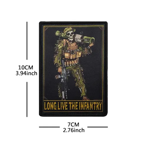 Tactical Morale Patch Printed Skeleton Soldier Military Badge Hook And Loop Armband For Tactical Backpacks Hats