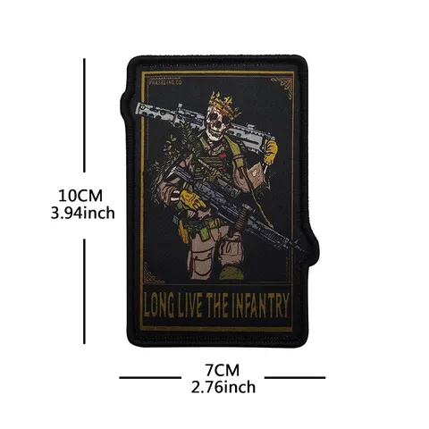 Tactical Morale Patch Printed Skeleton Soldier Military Badge Hook And Loop Armband For Tactical Backpacks Hats