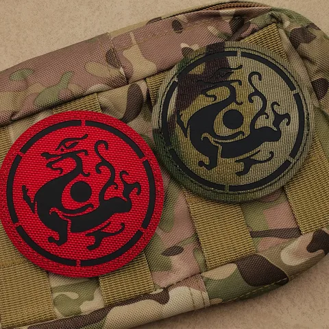 Tactical Reflective Dragon Totem Round Velcro Patch Nylon Laser Cut Army Badge For Outdoor Backpack Clothing