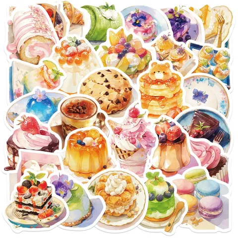Dessert Shop Series Waterproof Stickers Literary Aesthetic Cute Decals For Hand Account Notebook Phone Case