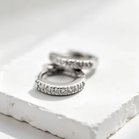 925 Sterling Silver Small Hoop Earrings For Women Minimalist Cartilage Huggie Earrings With Rhinestone Fine Jewelry Gift