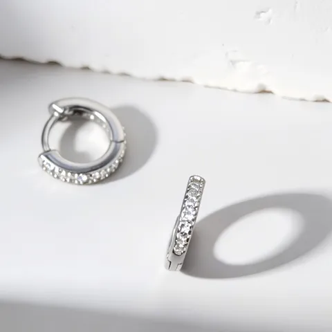 925 Sterling Silver Small Hoop Earrings For Women Minimalist Cartilage Huggie Earrings With Rhinestone Fine Jewelry Gift