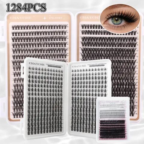 Kunstfaser Cluster Wimpern Kit Natürlich Dicht DIY Einzelwimpern Verlängerung Für Damen Mit Kleber Pinzette Und Bürste