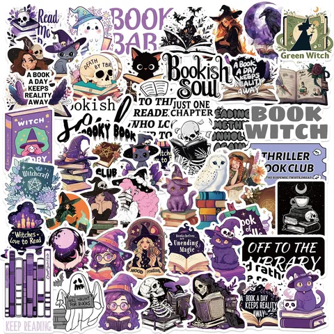 Vintage Bookish Sticker Pack Aesthetic Gothic Witchcraft Decals Waterproof Cute Stationery Stickers For Water Bottle Scrapbook