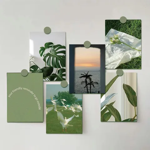 Vintage Retro Style Decorative Postcards Set Green Aesthetic Wall Art Collage Pictures For Bedroom Living Room Dormitory Home Decor