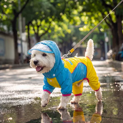 Wasserdichte Hunderegenschjacke Mit Kapuze Und Transparenter Krempe Haustier Regenponcho Für Kleine Und Mittlere Hunde Outdoor Spaziergang Kleidung