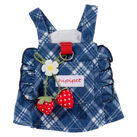 Spring Summer Cute Denim Dog Dress Pet Puppy Princess Skirt With D-Ring Small Dogs Cats Apparel Clothes