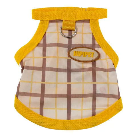 Summer Cooling Breathable Cat Sling Vest Cute Plaid Pet Clothes Anti-Hair Loss Kitten Apparel With Traction Ring