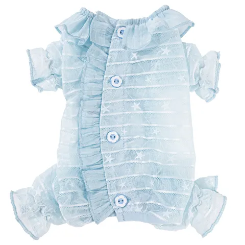 Cat Clothes Spring Summer Thin Breathable Lace Collar Mesh Four-Legged Apparel Cute Small Dog Pet Clothing