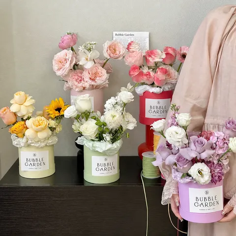 Boîte à Fleurs Ronde Mini pour Journée des Enseignants Emballage Cadeau Cylindrique en Carton pour Composition Florale