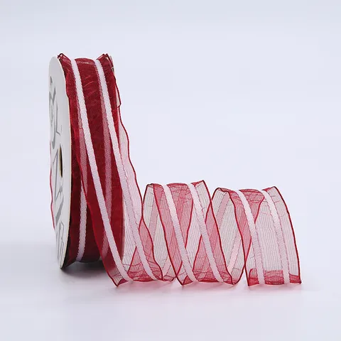 Striped Snow Gauze Ribbon Sheer Organza Ribbon For Flower Packaging Gift Box Decor DIY Bow Handmade Cotton Ribbons