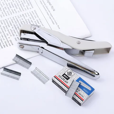 Manueller Ergonomischer Hefter und Heftklammern Set Metall Papier Heftmaschine für Büro Schule Briefpapier Bedarf
