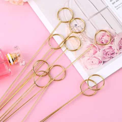 Metal Gold Plated Flower Card Holder Clip Star Heart Round Shape Floral Arrangement Material Postcard Holder