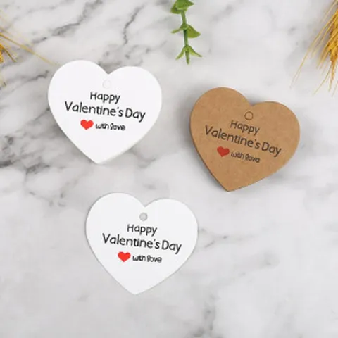 Etichette Regalo in Carta Kraft a Cuore di San Valentino Con Foro per Corda Etichette Sospese per Matrimonio Festa Imballaggio