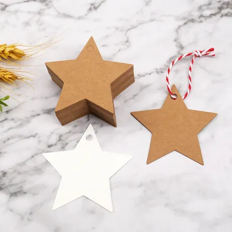 Etichette Sospese Vuote a Stella in Carta Kraft Etichette per Imballaggio Regalo fai da te Albero di Natale Carta Sospesa Forniture per Decorazioni per Feste