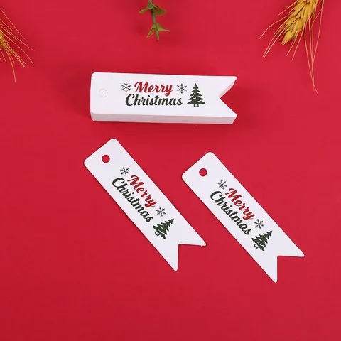 Etichette Regalo di Natale Cartone Bianco Etichette Sospese Buon Albero di Natale Fiocchi di Neve Motivo Festa Imballaggio Decorazione