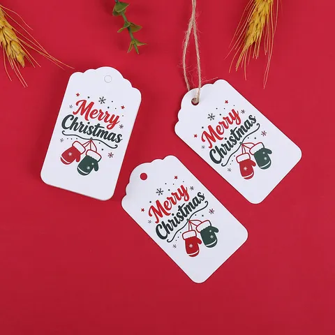 Etichette Sospese in Carta da Regalo Natalizia Guanti Carini Cartone Stampato Carte per Decorazione
