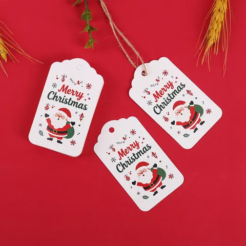 Etichette Regalo di Natale Babbo Natale in Carta con Foro per Confezione Regalo Festiva Forniture per Decorazioni di Festa