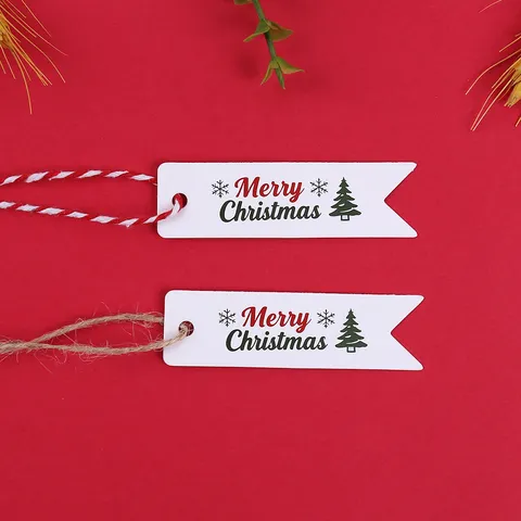 Etichette Regalo di Natale Cartone Bianco Etichette Sospese Buon Albero di Natale Fiocchi di Neve Motivo Festa Imballaggio Decorazione