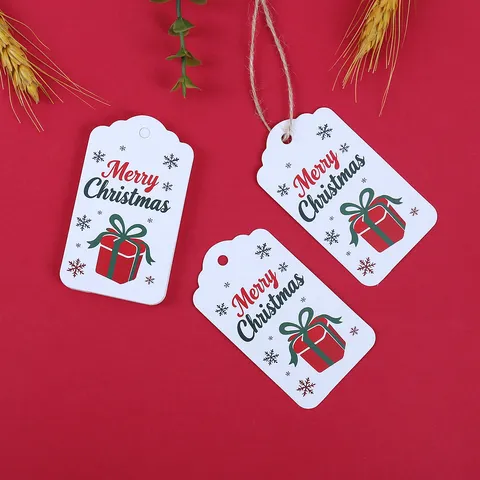 Etichette Regalo di Natale Carta Cartone Stampa Scatola Regalo Rossa Festa di Natale Etichette Appese per Forniture di Carta Regalo