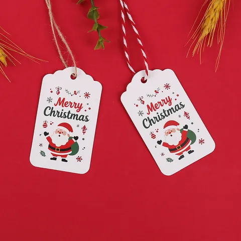 Etichette Regalo di Natale Babbo Natale in Carta con Foro per Confezione Regalo Festiva Forniture per Decorazioni di Festa