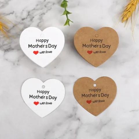 Etichette Regalo per la Festa della Mamma a Forma di Cuore Carte da Regalo in Carta Kraft Etichette Appendibili Decorative