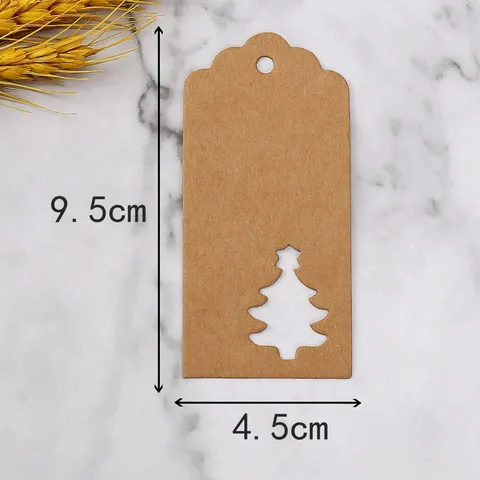 Etichette Regalo di Natale in Carta Kraft e Cartone Bianco Design Albero di Natale Alce Fiocco di Neve Festa Sospese