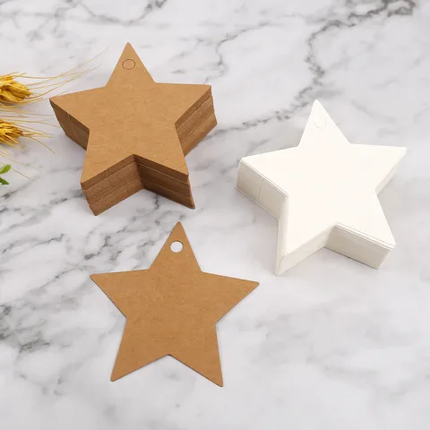 Etichette Sospese Vuote a Stella in Carta Kraft Etichette per Imballaggio Regalo fai da te Albero di Natale Carta Sospesa Forniture per Decorazioni per Feste