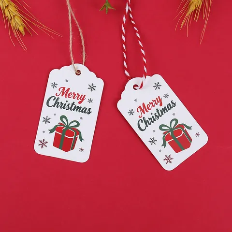 Etichette Regalo di Natale Carta Cartone Stampa Scatola Regalo Rossa Festa di Natale Etichette Appese per Forniture di Carta Regalo
