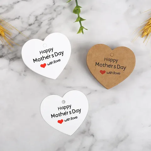 Etichette Regalo per la Festa della Mamma a Forma di Cuore Carte da Regalo in Carta Kraft Etichette Appendibili Decorative