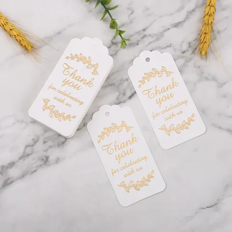 Etichette Sospese in Carta di Ringraziamento Stampate in Oro Decorazione Regalo per Feste di Matrimonio