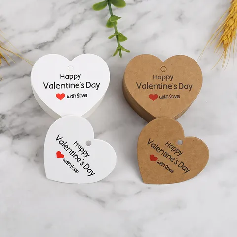 Etichette Regalo in Carta Kraft a Cuore di San Valentino Con Foro per Corda Etichette Sospese per Matrimonio Festa Imballaggio