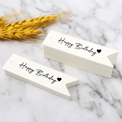Etichette Regalo in Carta a Coda di Rondine Bianca Carte di Buon Compleanno