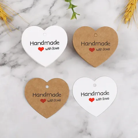 Etichette Regalo in Carta Kraft Fatte a Mano a Forma di Cuore Etichette di Carta Vuote Per Artigianato Matrimonio Festa Confezione Decorazione