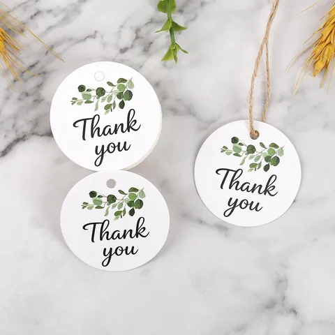 Etichette Regalo Rotonde con Foglie Verdi di Foresta Etichette Sospese in Carta di Ringraziamento Per Festa Matrimonio Confezione E Decorazione