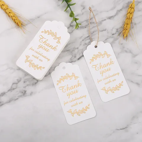 Etichette Sospese in Carta di Ringraziamento Stampate in Oro Decorazione Regalo per Feste di Matrimonio