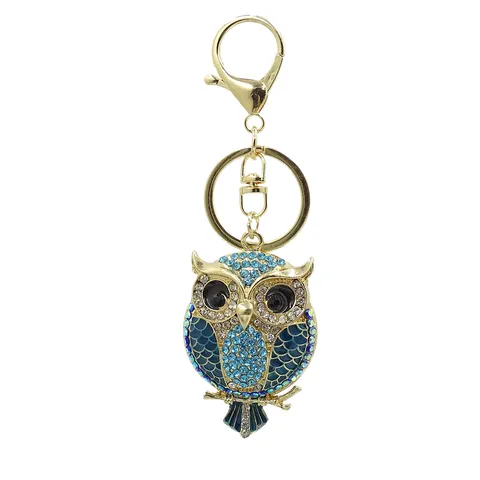 Kreative Zinklegierung Eule Schlüsselanhänger Luxus Eingelegt Strass Emaille Taschenanhänger Eleganter Tier Auto Schlüsselring Für Damen