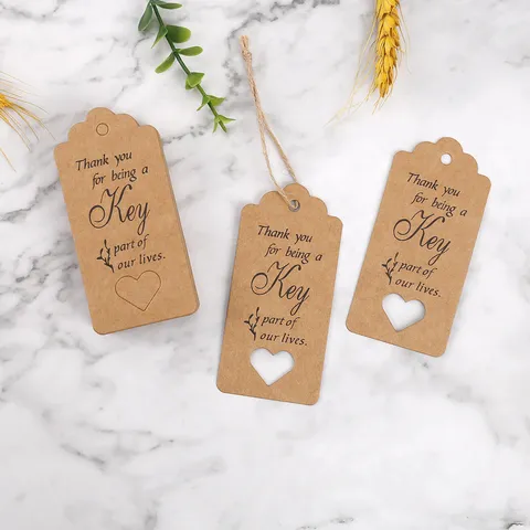 Etichette Regalo in Carta Kraft Biglietto di Ringraziamento Taglio a Cuore Etichetta Vuota Per Festa Matrimonio Decorazione Sospesa
