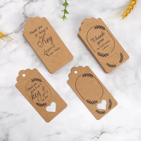Etichette Regalo di Ringraziamento in Carta Kraft Cuore Traforato Etichette Appese per Festa Matrimonio Confezione e Decorazione