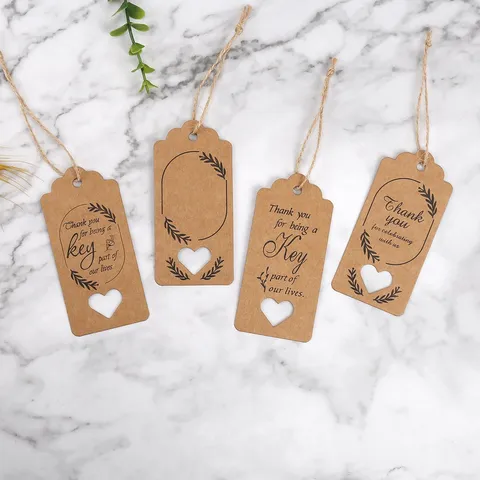 Etichette Regalo di Ringraziamento in Carta Kraft Cuore Traforato Etichette Appese per Festa Matrimonio Confezione e Decorazione