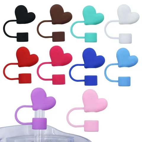 Süßer Cartoon Herz Milchteetasse Strohhalm Abdeckung Kappen Lebensmittelqualität PVC Staubdicht Strohhalm Topper Für Becher Zubehör