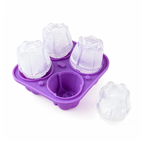 Bandeja de Hielo de Silicona de Grado Alimentario Molde de Tulipán Fabricante de Bolas de Hielo para Cocina