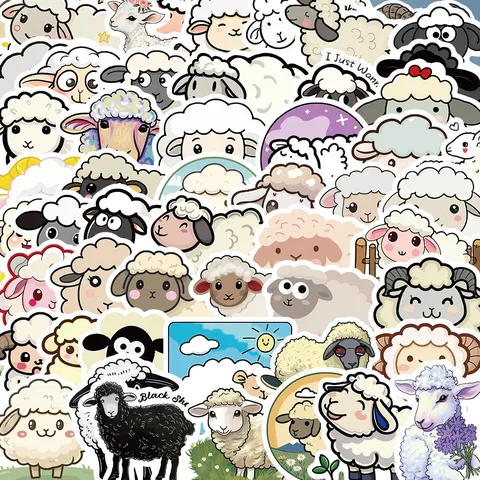 Mignon Mouton de Dessin Animé Autocollants Imperméables DIY Bagages Journal Scrapbook Décalcomanies Décoratives Pack de Stickers Vinyle