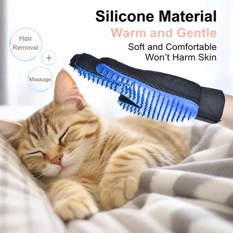 Pet Grooming Glove Cat Dog Bath Brush Silicone Deshedding Mitt Gentle Effective Hair Remover Massage Brush For Pet Care