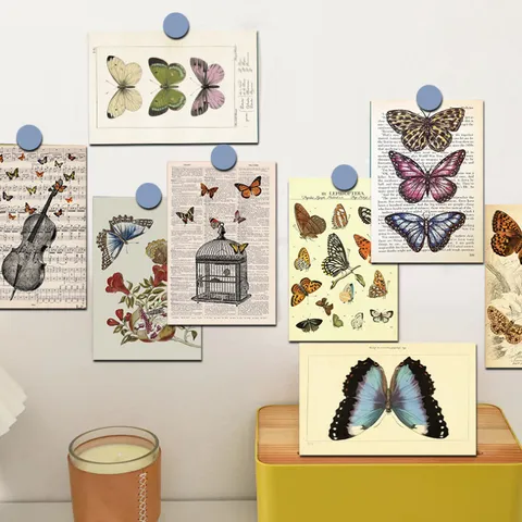 Vintage Butterfly Art Cards Postcards Wall Stickers Aesthetic Room Decor Prints For Bedroom Living Room Home