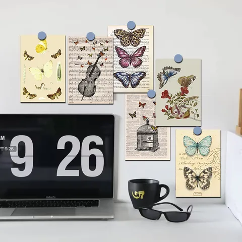 Vintage Butterfly Art Cards Postcards Wall Stickers Aesthetic Room Decor Prints For Bedroom Living Room Home