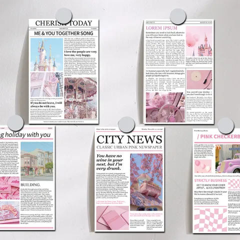 Pink Memory Decorative Cards Postcards Wall Art For Girl Bedroom Dorm Aesthetic Room Decor