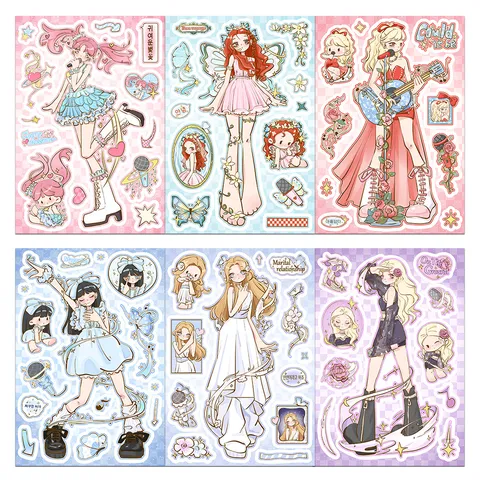 Kpop Girl Group DIY Stickers Cute Anime Cartoon Aesthetic Decals Waterproof Vinyl Sticker For Phone Case Journal Wall Art