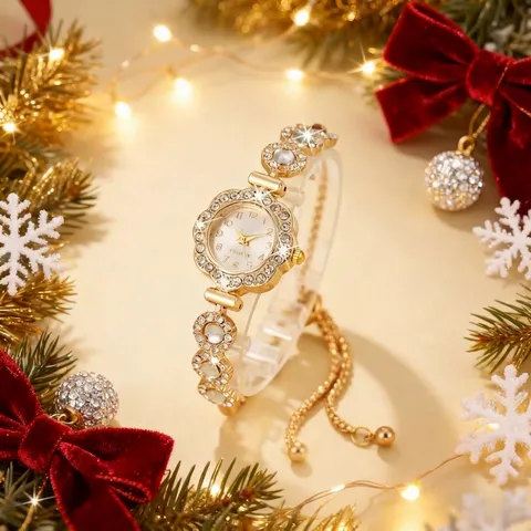 Reloj de Pulsera para Mujer de Moda Forma de Flor Diamantes de Imitación Aleación Cuarzo Lujo Joyas Elegantes Regalo para Damas