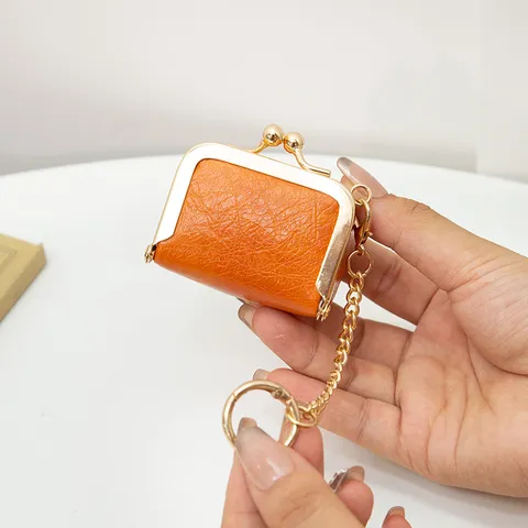 Mini PU Leather Coin Purse Kiss Lock Small Jewelry Organizer Earphone Storage Bag Sweet Retro Solid Color Clasp Pouch Key Ring Holder
